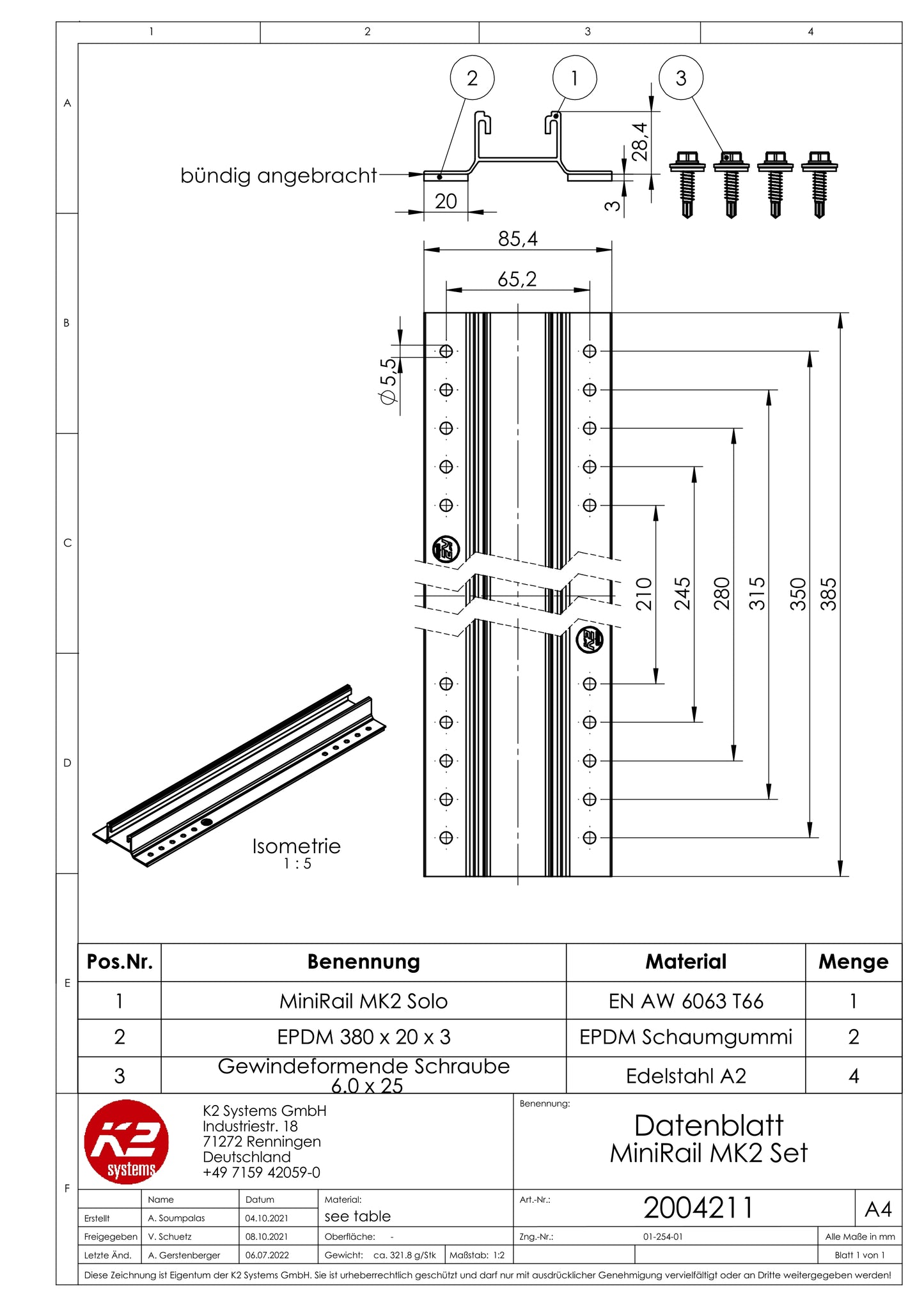 K2 Systems MiniRail MK2 Set - Schrägdach Trapezblech - 2004211